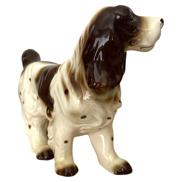 Vtg FAIRYLAND Japan English Spaniel Dog Figurine 10” Ceramic Porcelain Spotted - Picture 7 of 9